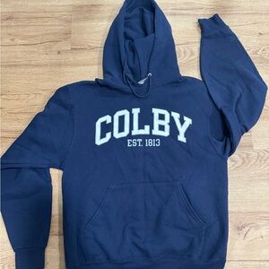 Navy Hoodie with Colby College Print